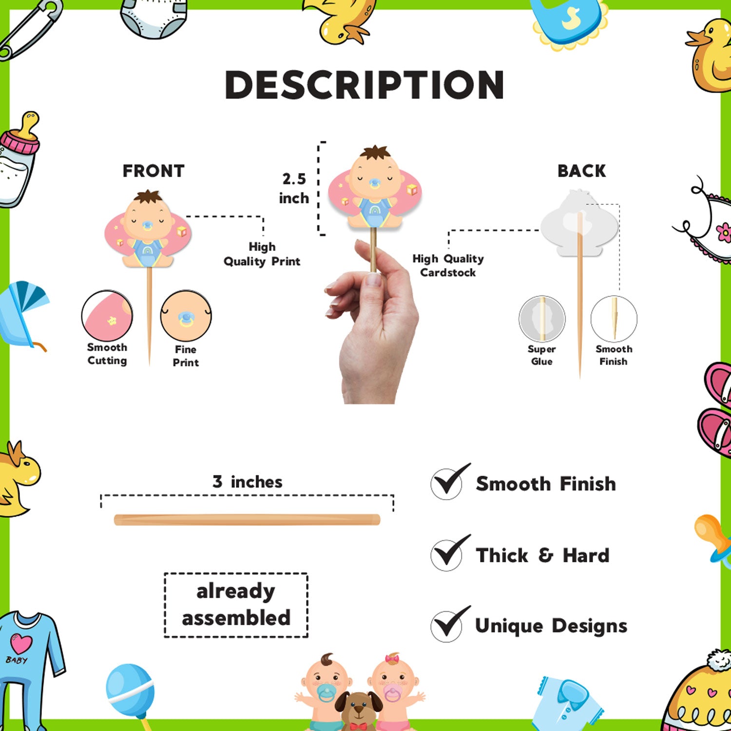 Double The Love Theme Cupcake Toppers