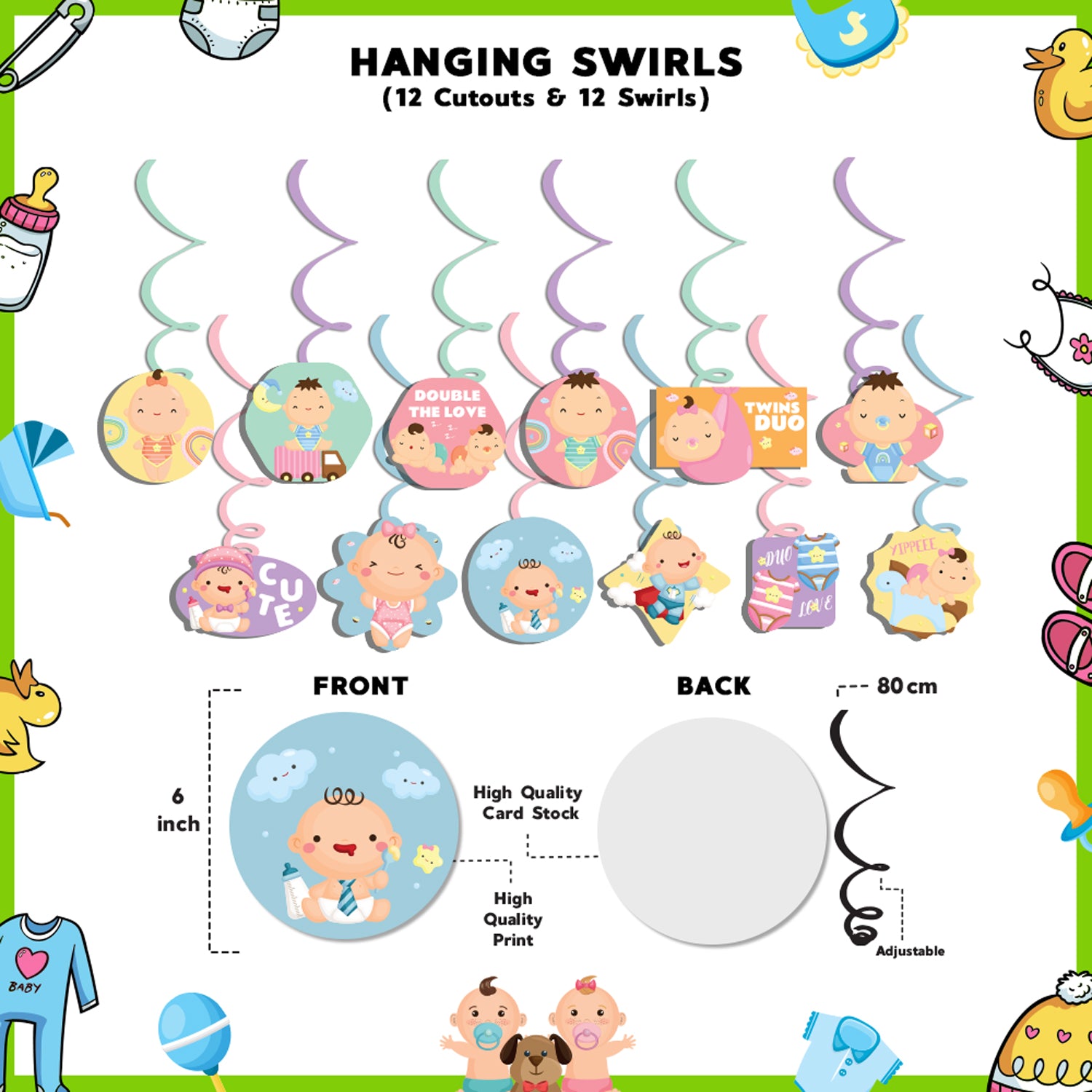 Double The Love Theme Hanging Swirls