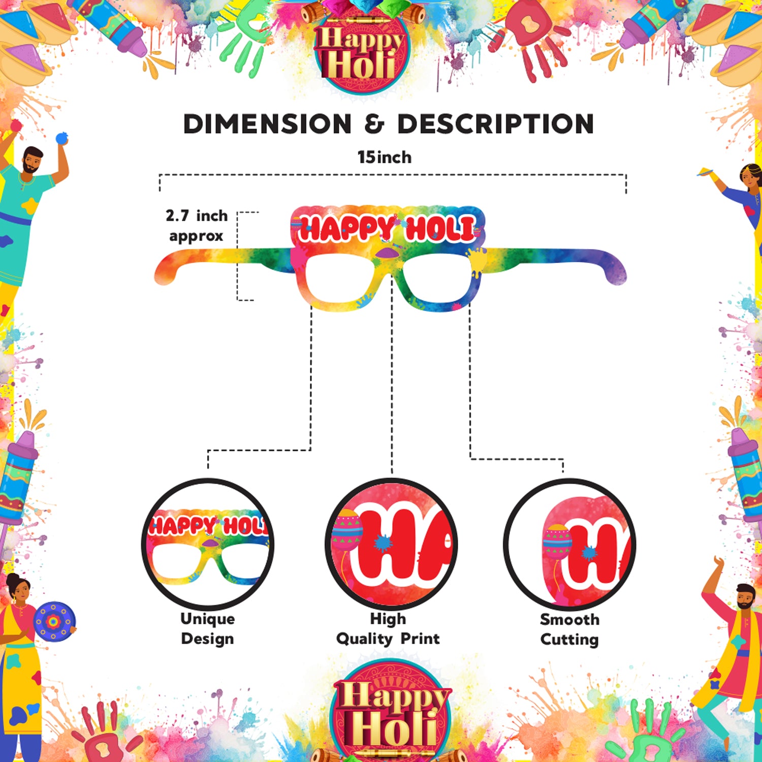 Paper Eye Glasses For Holi