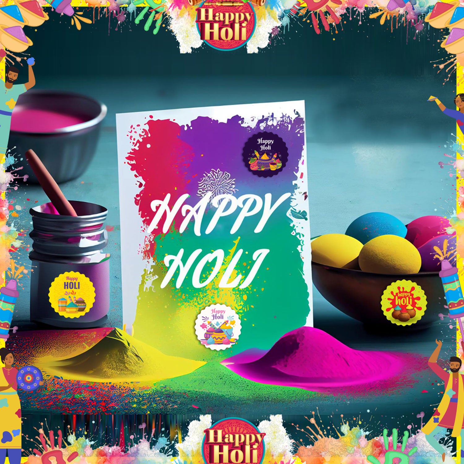 Stickers For Holi Decoration