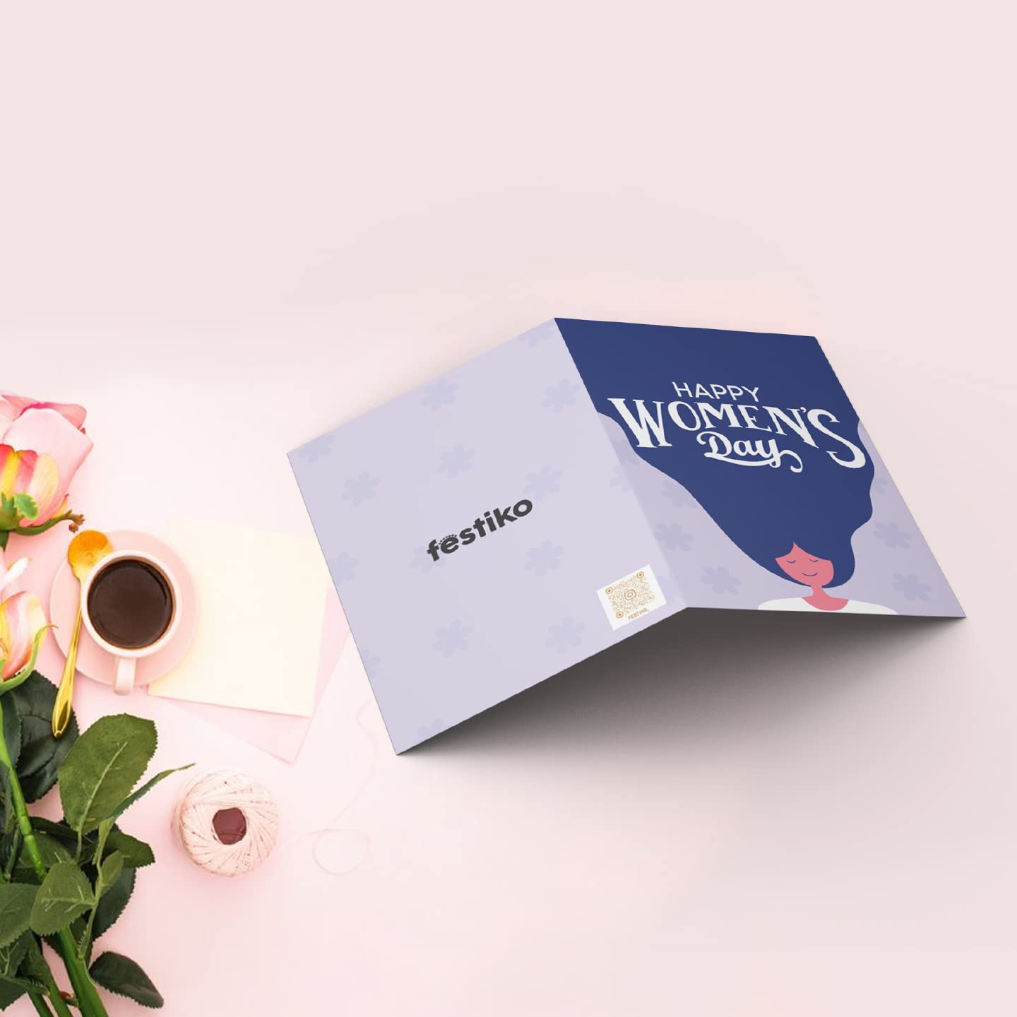 Blue Happy Women's Day Card With Envelope