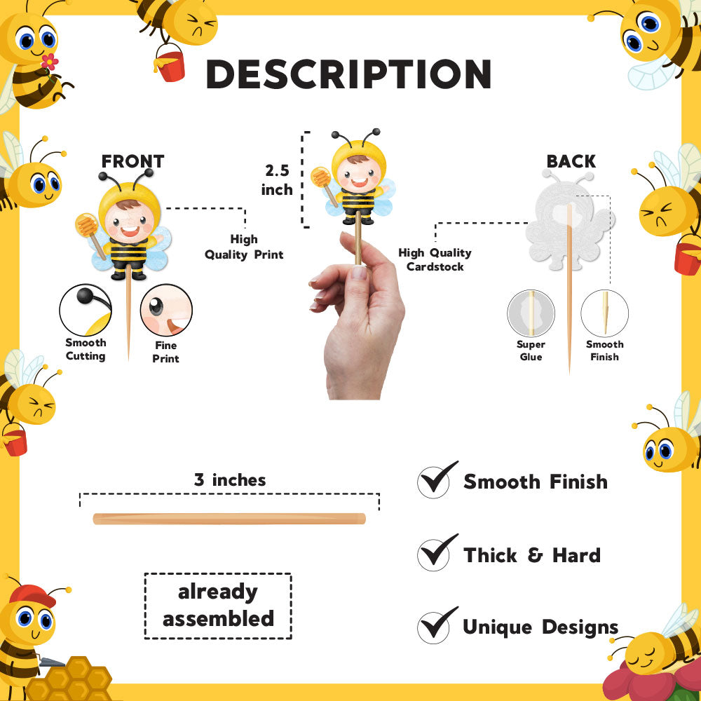 Bee Buzz Party Theme Cupcake Toppers
