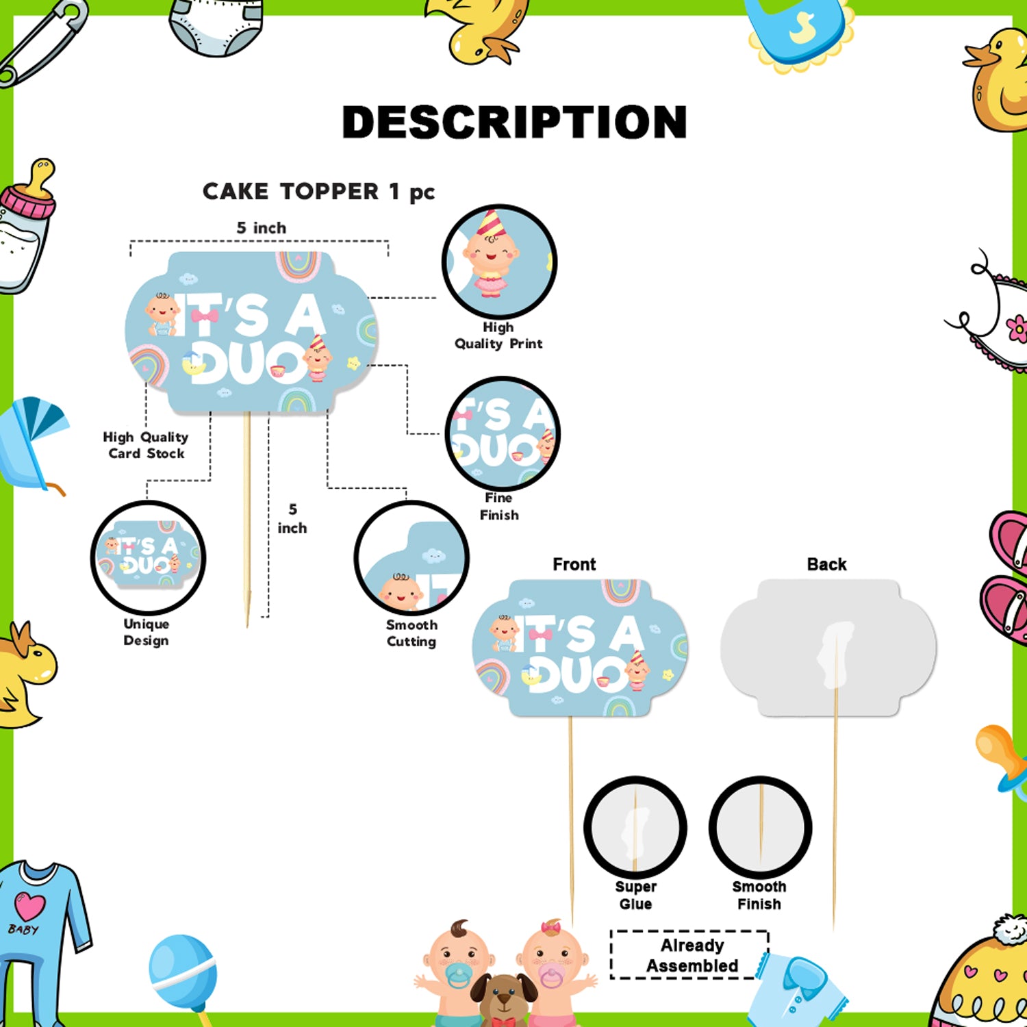 Double The Love Theme Cake Topper