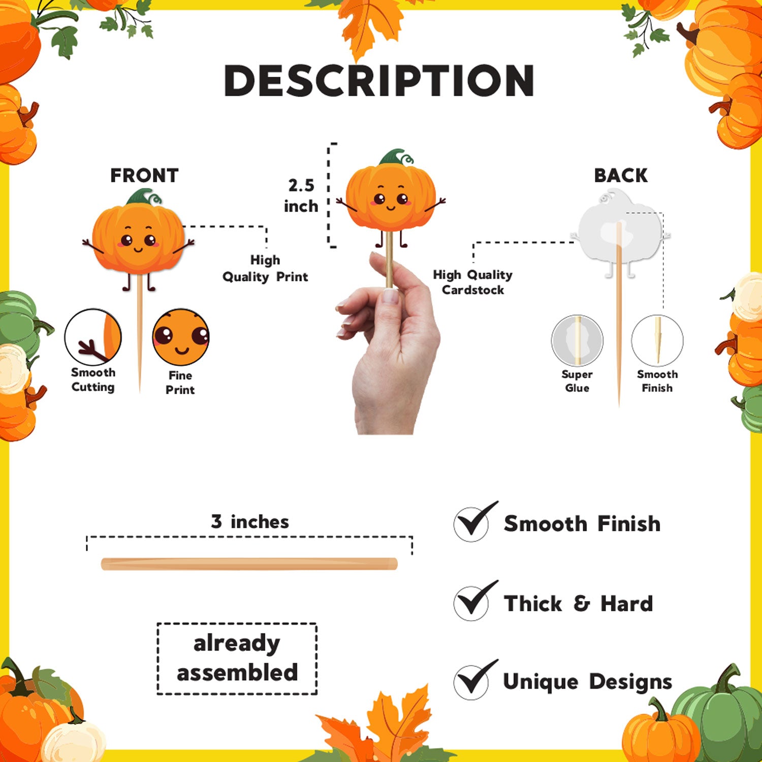 Pumpkin Theme Cupcake Toppers