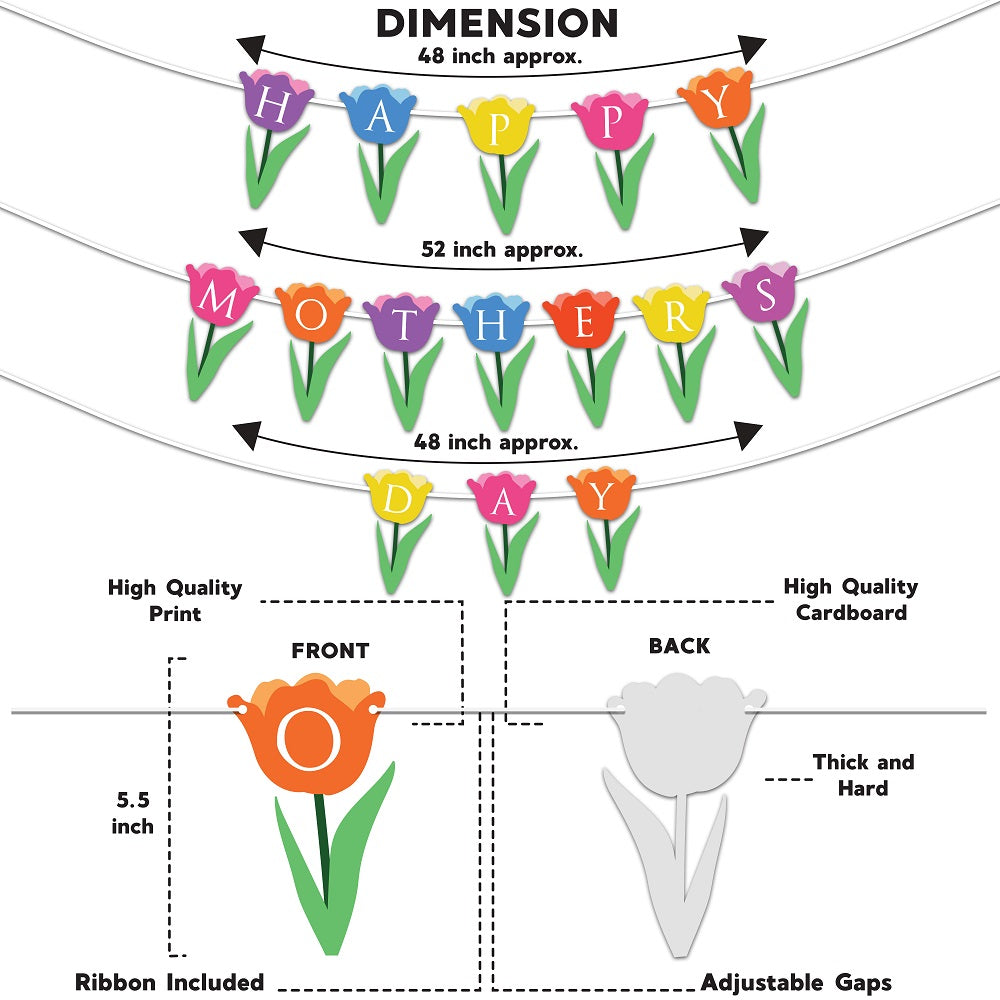 Happy Mother's day Multicolour Tulip Banner