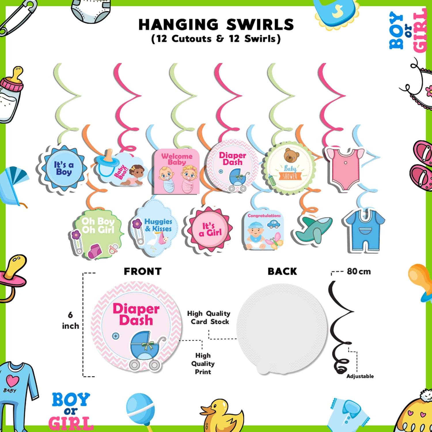 Diaper Party Theme Hanging Swirls