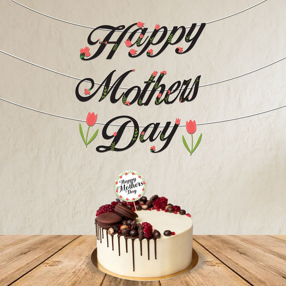 Black and Red Mother's Day Cake Topper