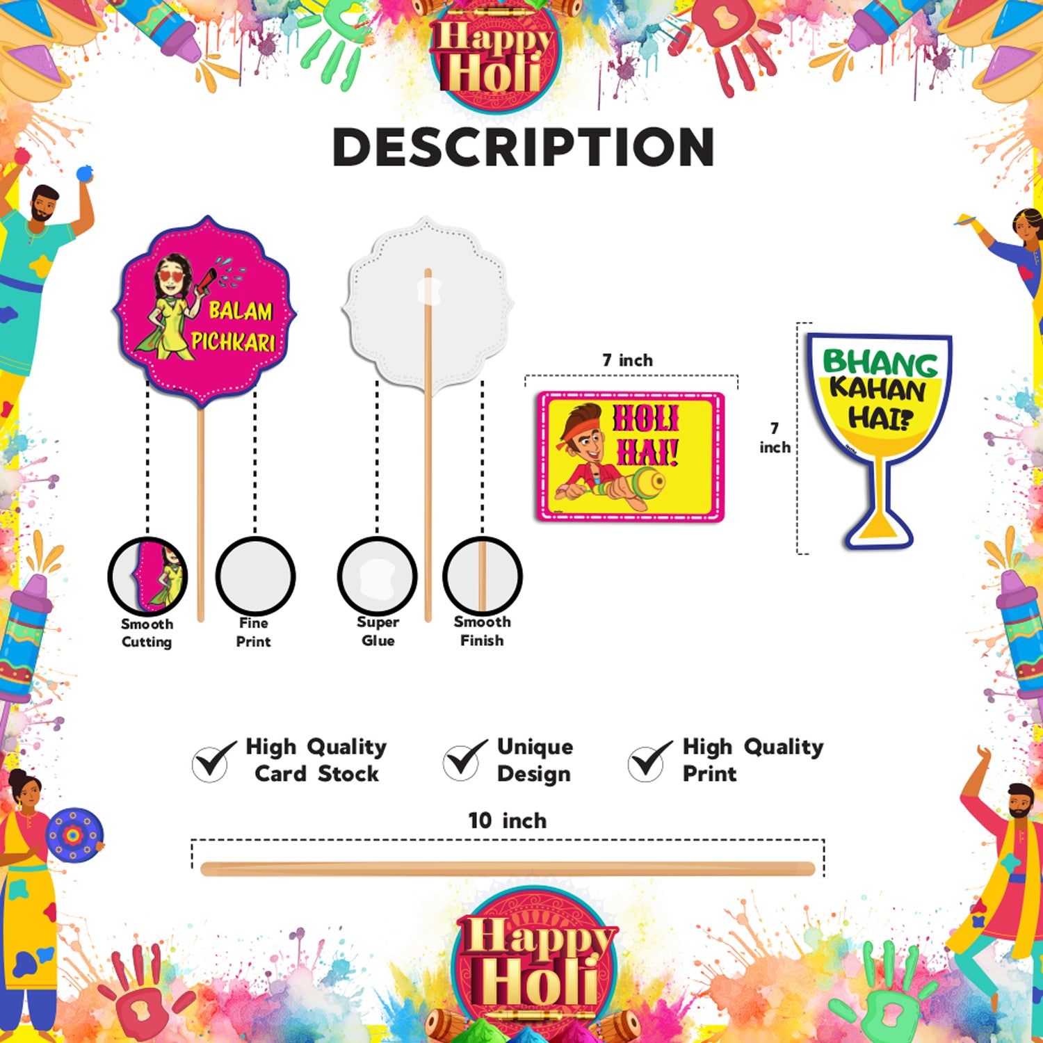 Bollywood Photobooth Props For Holi - Type 5