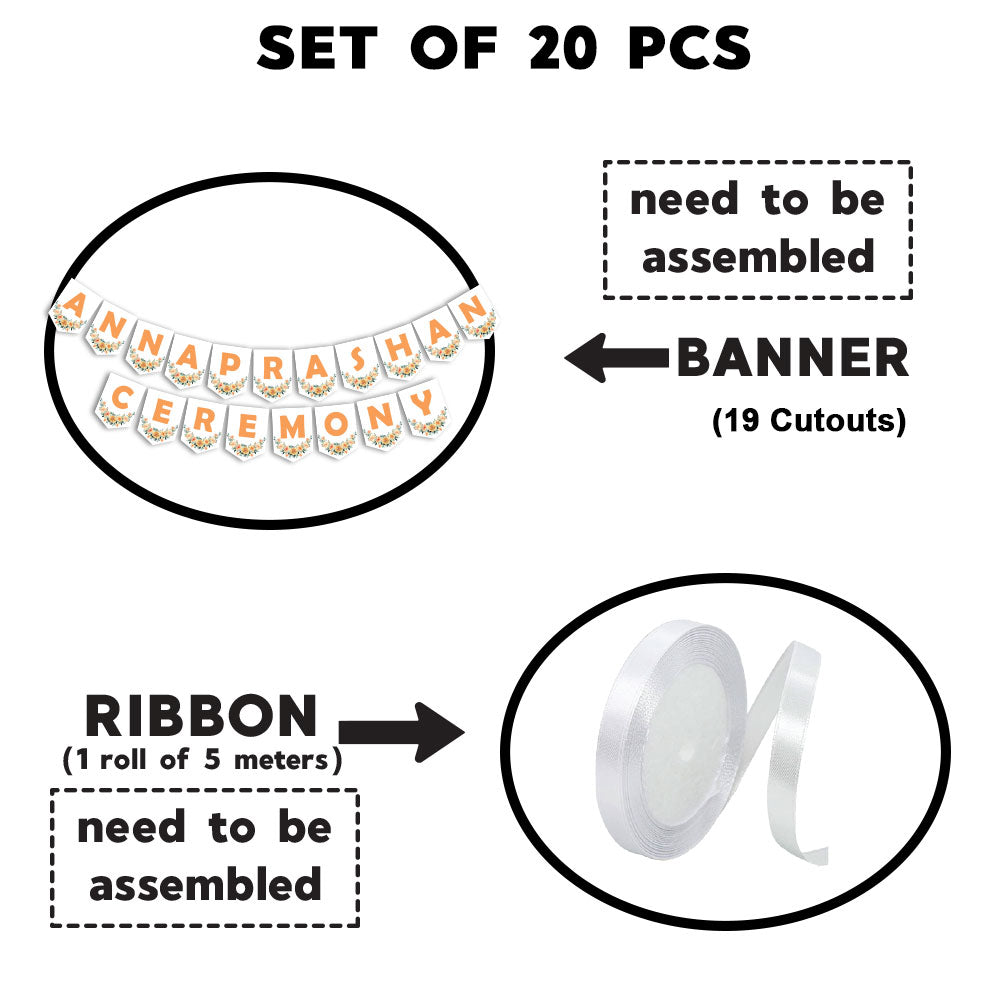 Annaprashan Ceremony Banner (Orange & White)