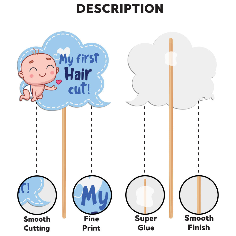 Photobooth Props For First Haircut (Blue) / Mundan Ceremony