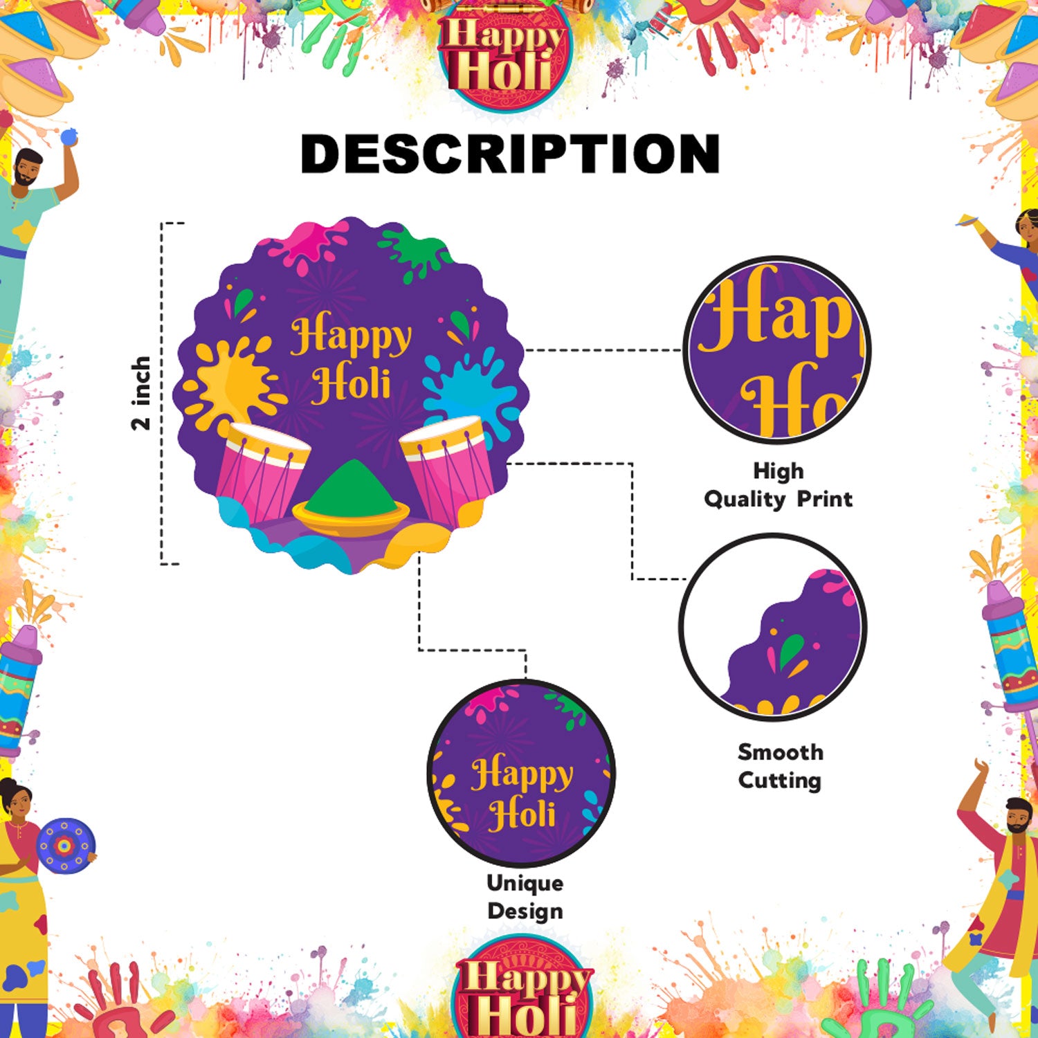 Stickers For Holi Decoration