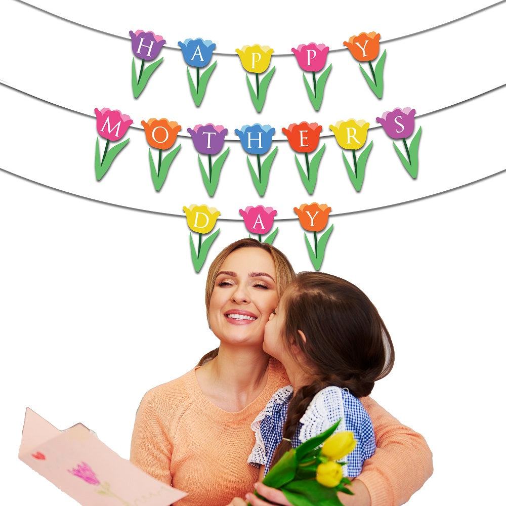 Happy Mother's day Multicolour Tulip Banner