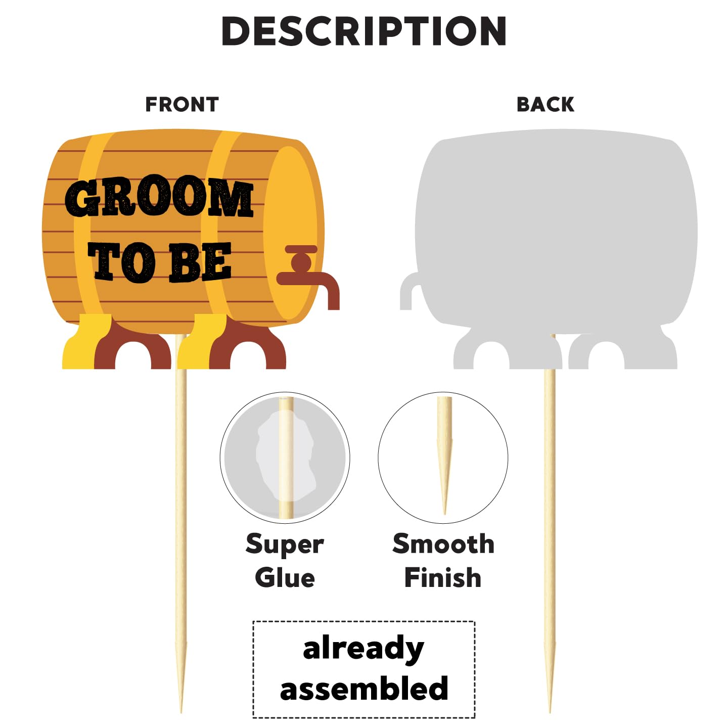 Beer Theme Groom To Be Cake & Cupcake Toppers