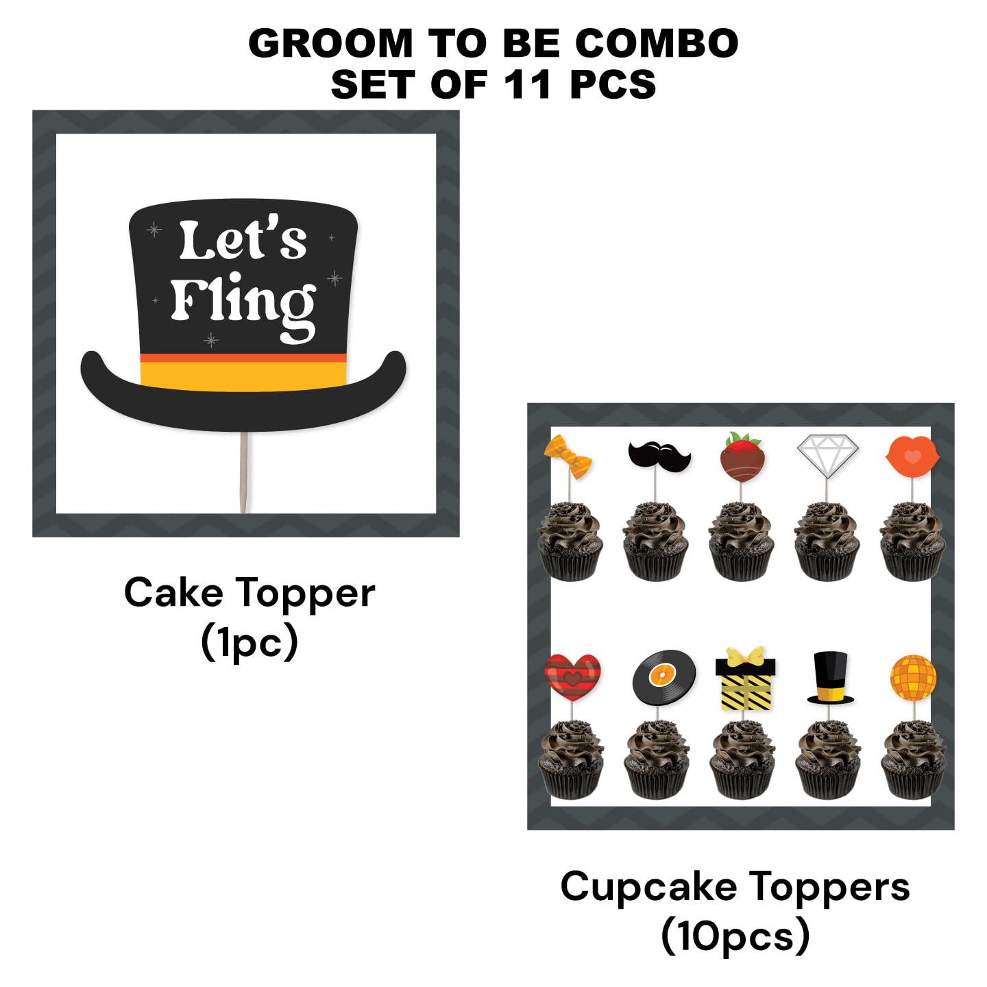 Tuxedo Theme Groom To Be Cake & Cupcake Toppers
