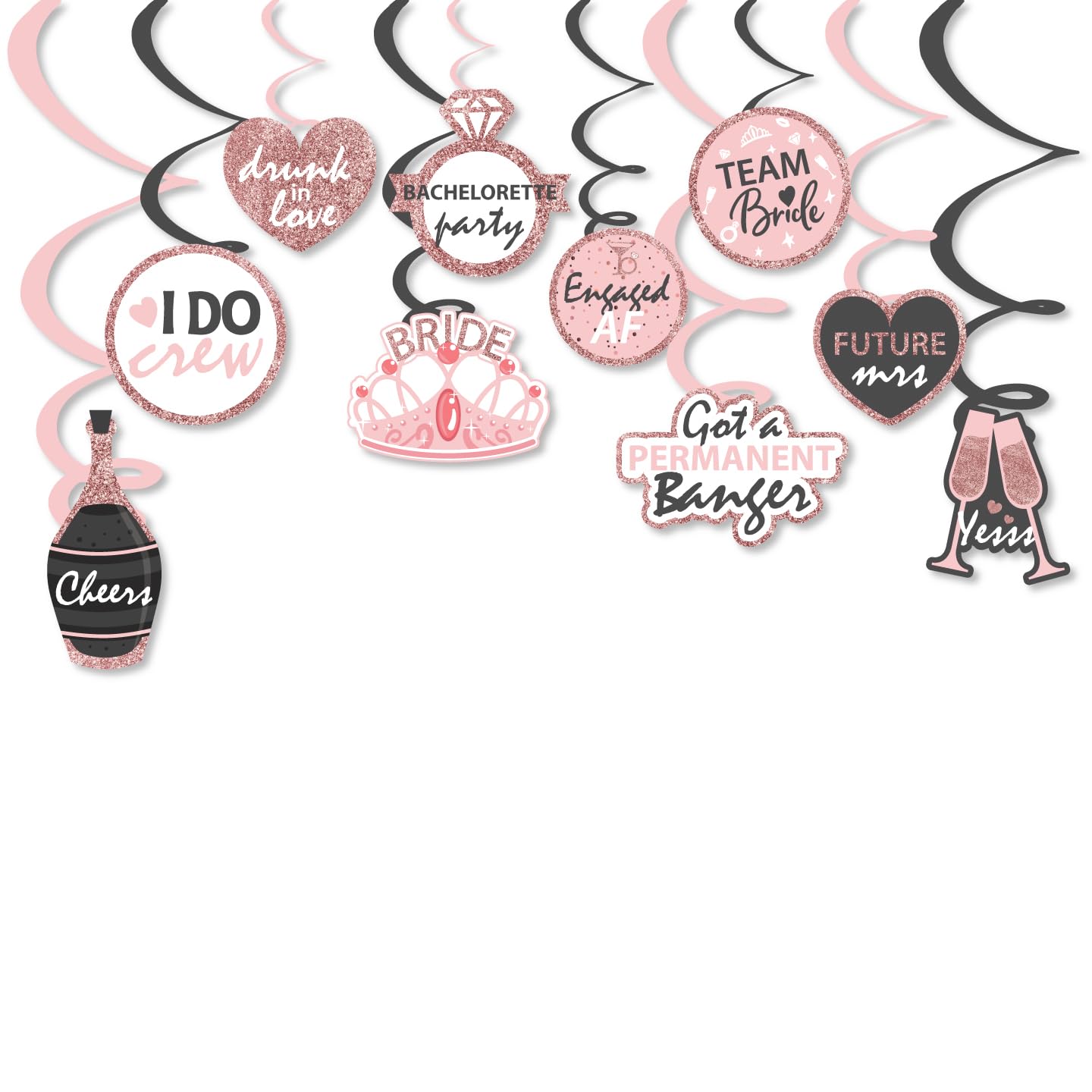 Black Pink Bride To Be Hanging Swirls