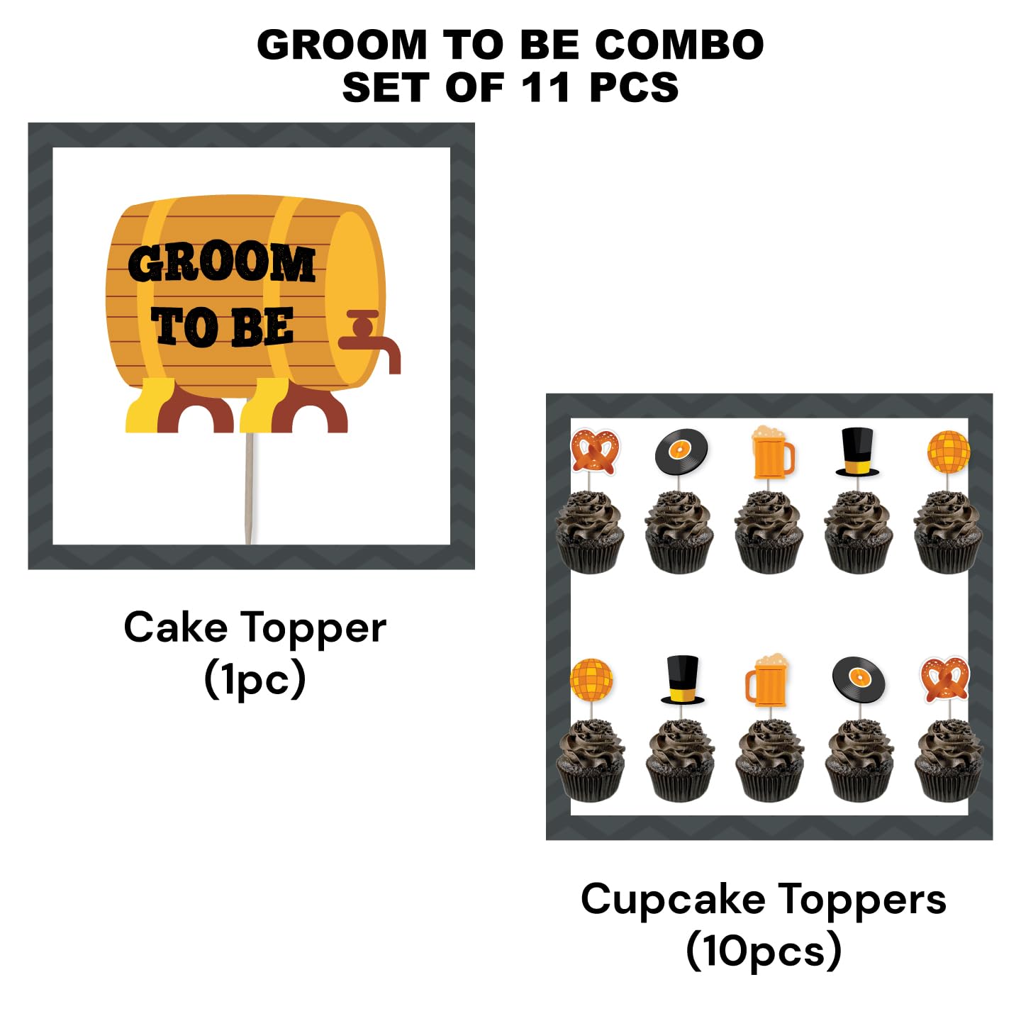 Beer Theme Groom To Be Cake & Cupcake Toppers