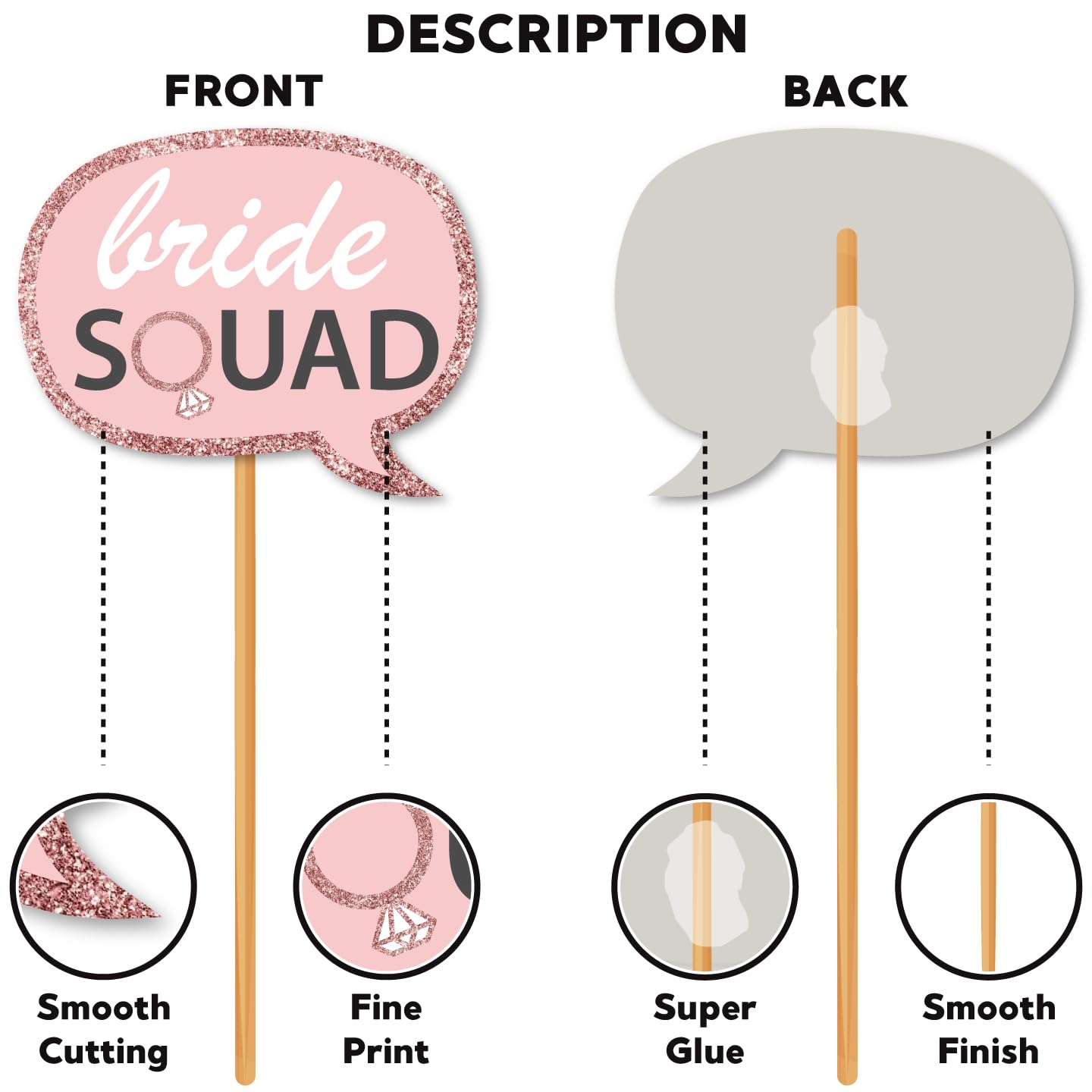 Black Pink Bride To Be Photobooth Props