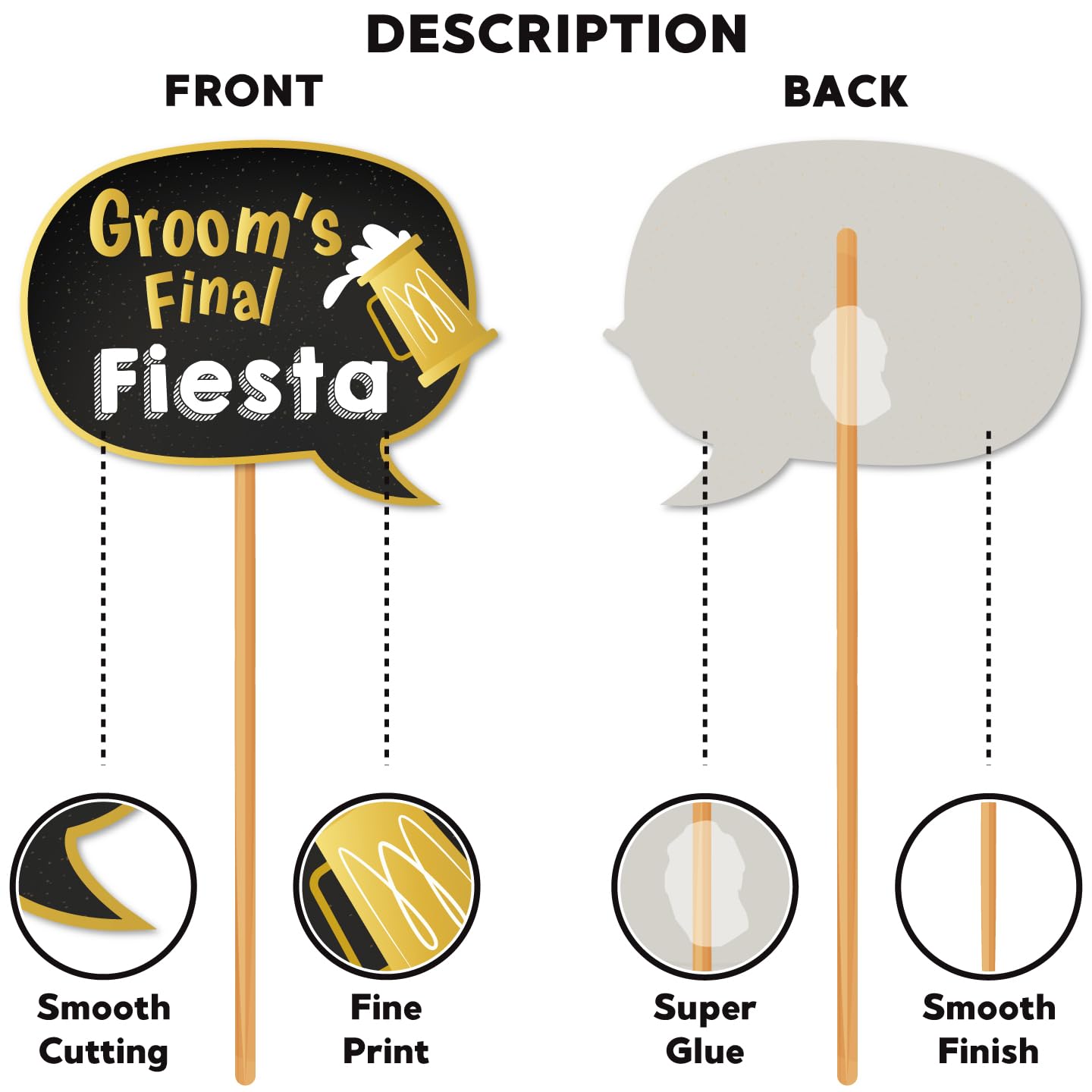 Black Gold Theme Groom To Be Photobooth Props