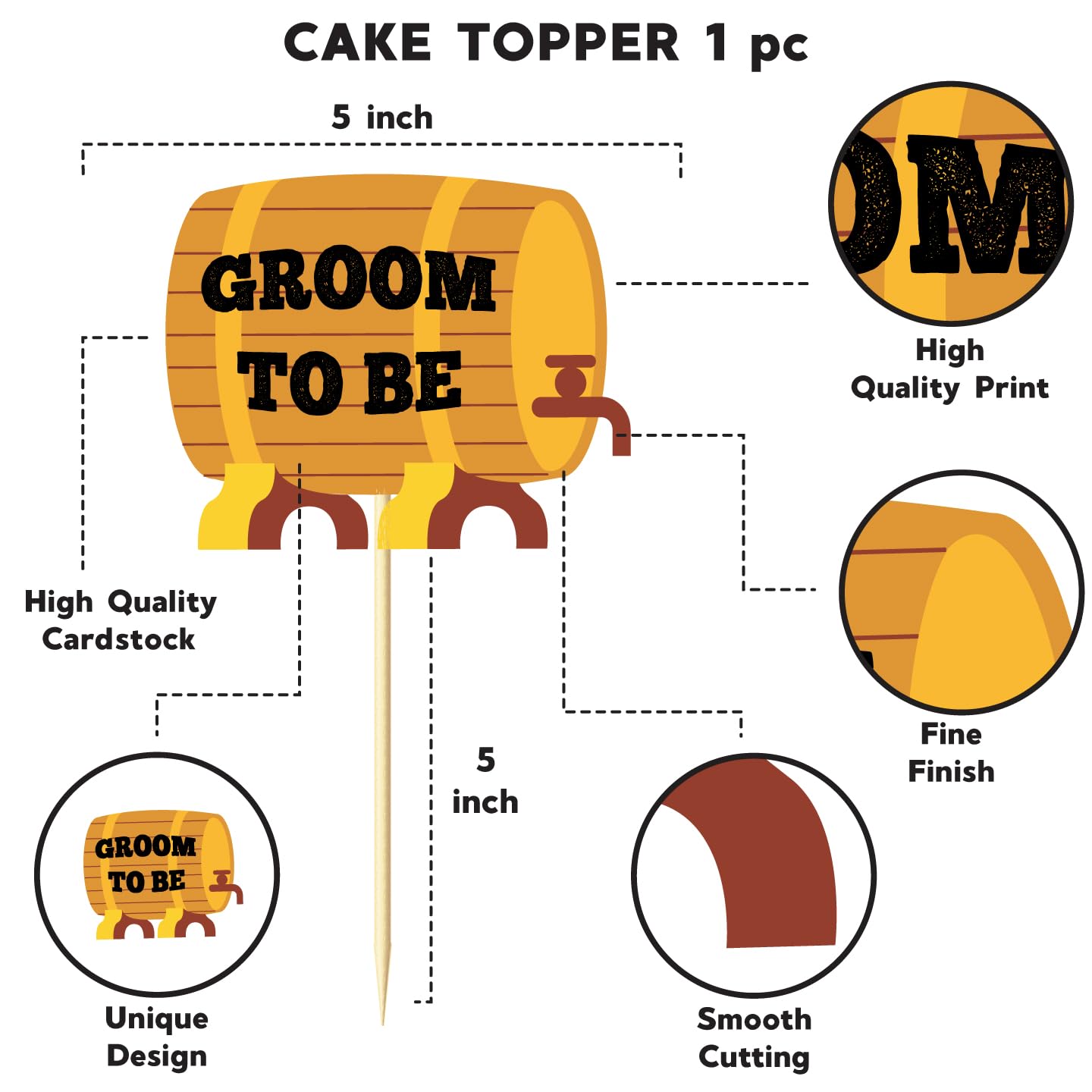 Beer Theme Groom To Be Cake & Cupcake Toppers