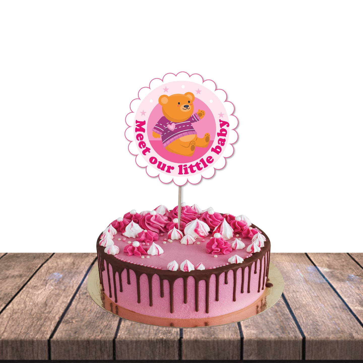 Pink Naming Ceremony Cake Topper