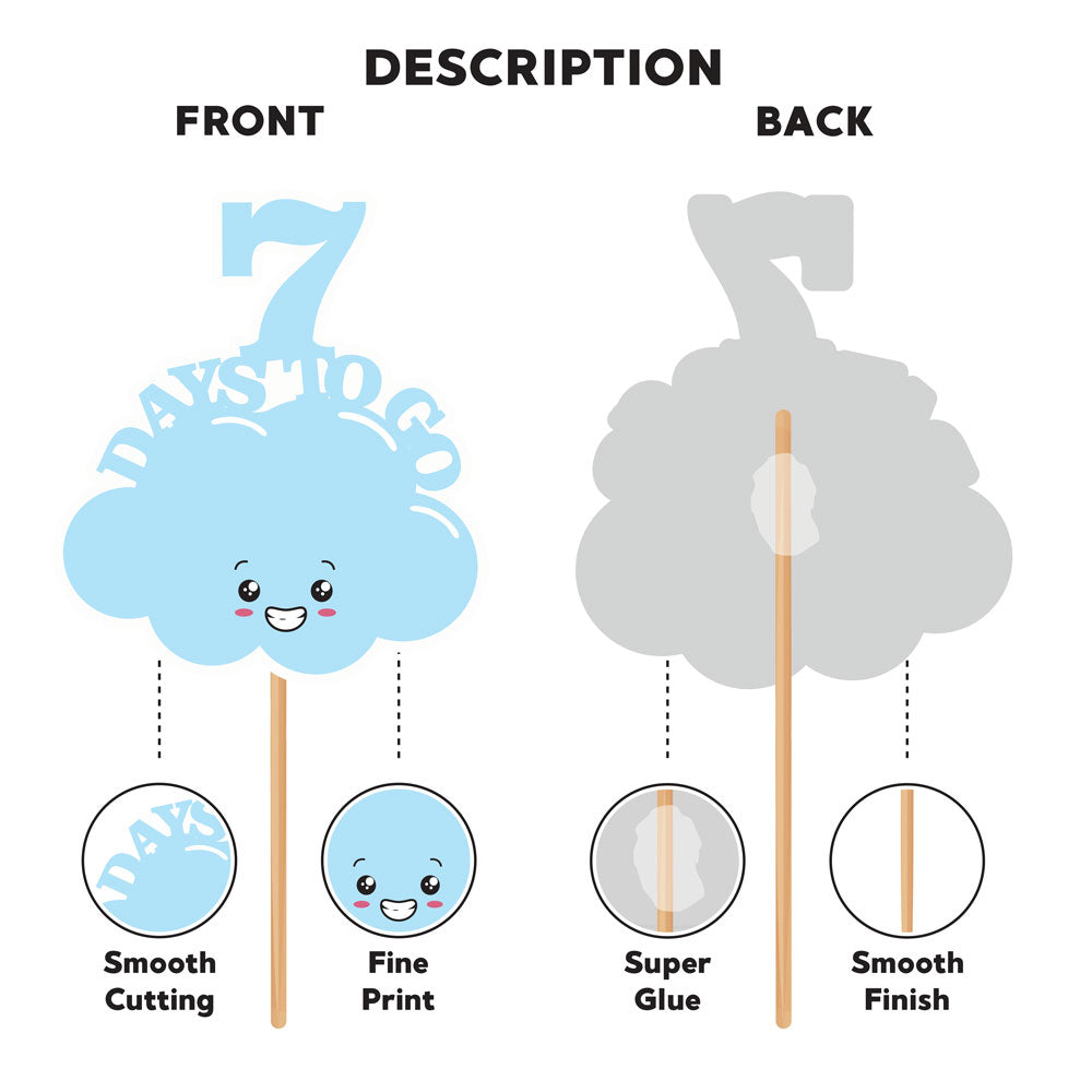 Cloud Theme Countdown Props of 1-10 Days To Go