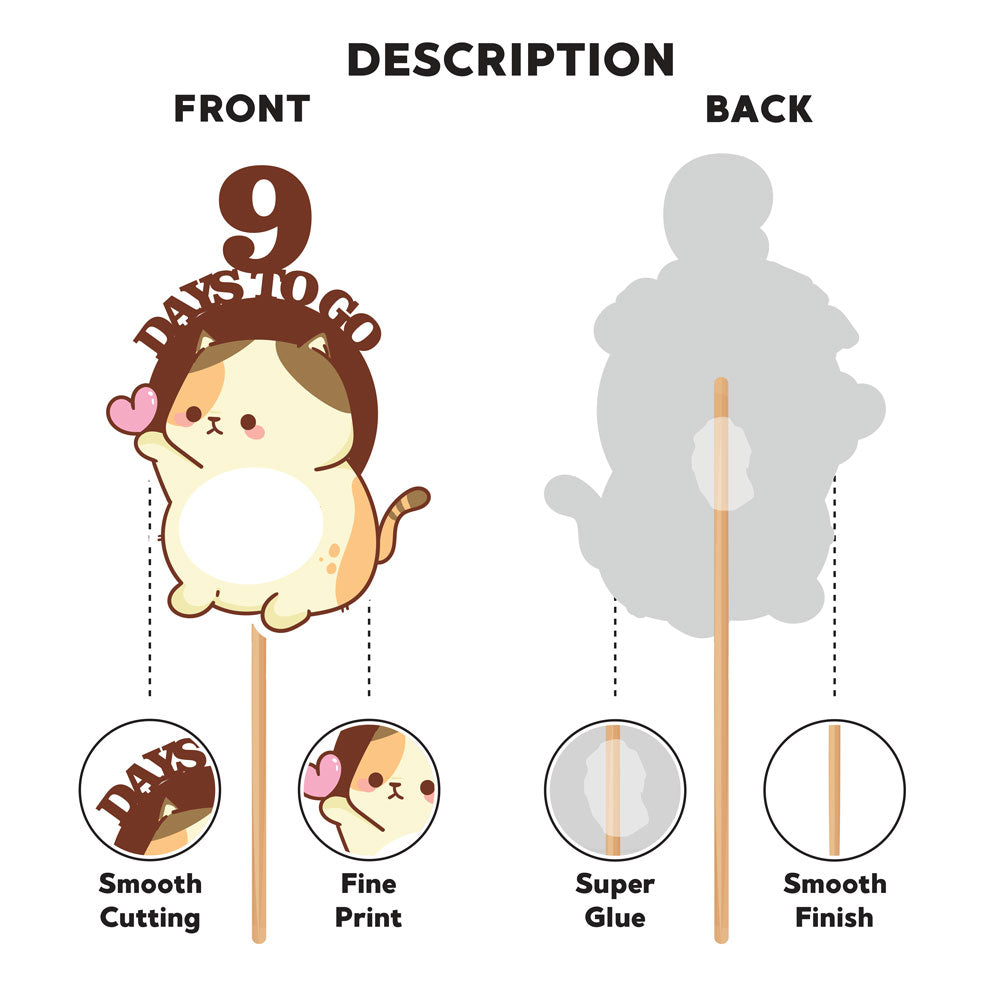 Cute Cat Countdown Props of 1-10 Days To Go