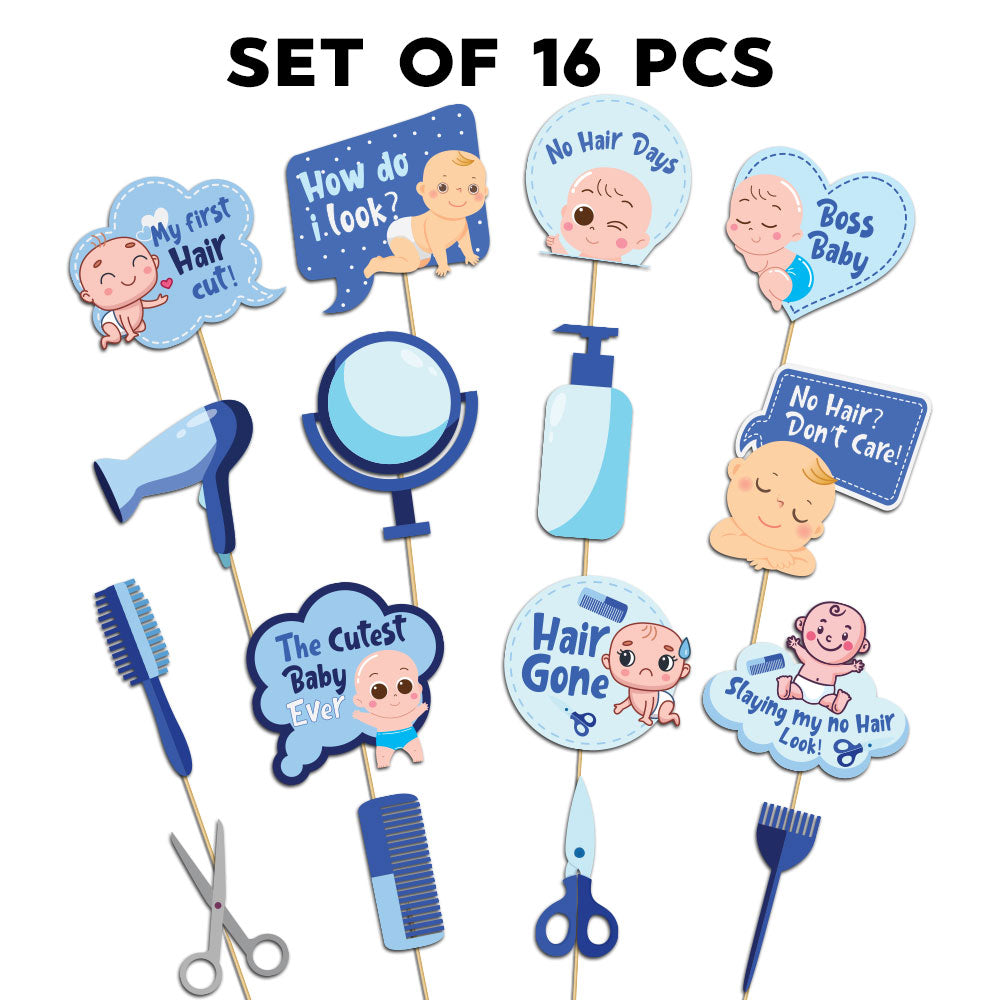 Photobooth Props For First Haircut (Blue) / Mundan Ceremony