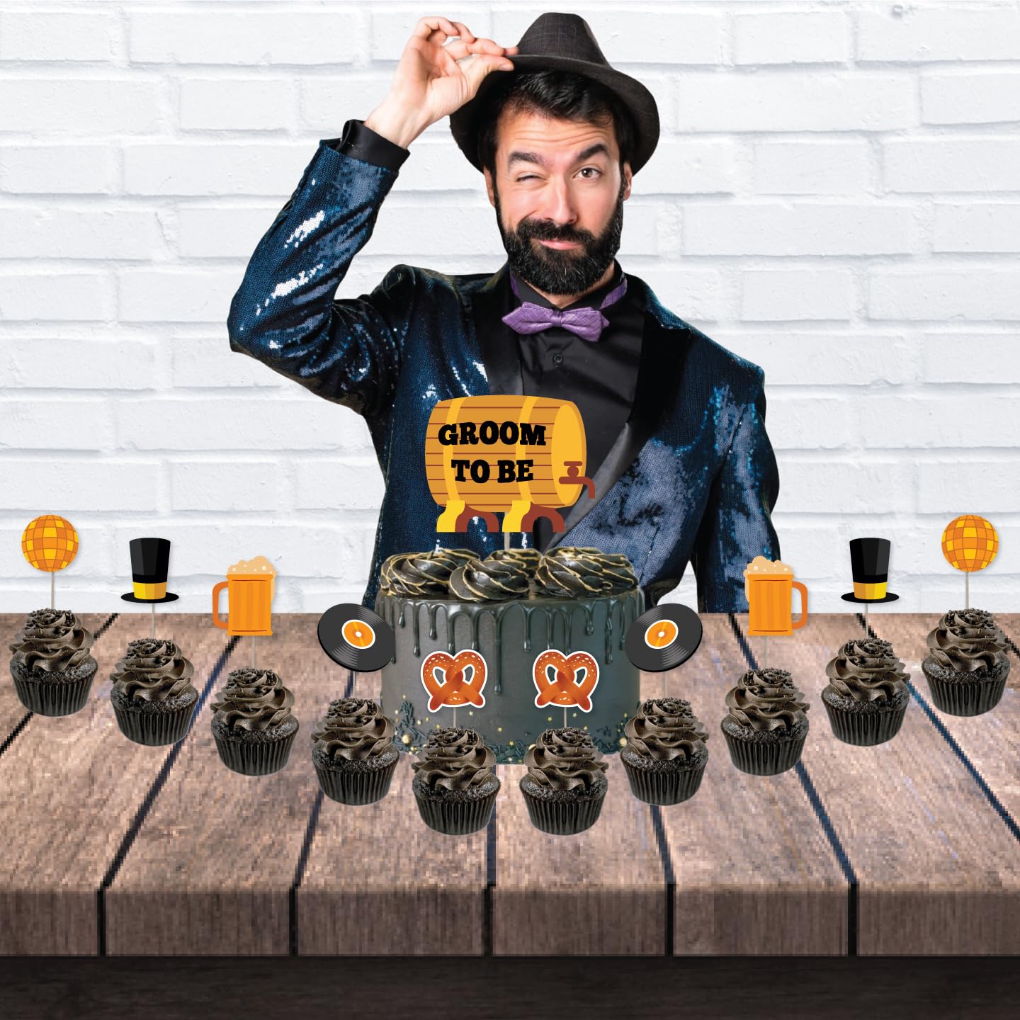 Beer Theme Groom To Be Cake & Cupcake Toppers