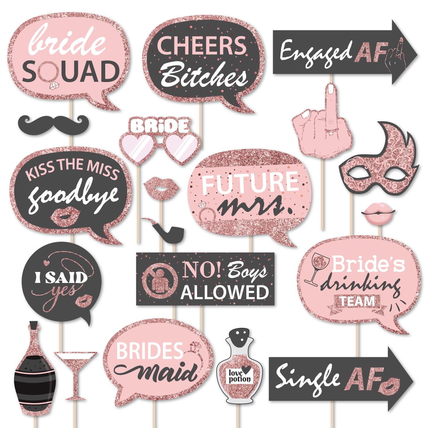 Black Pink Bride To Be Photobooth Props
