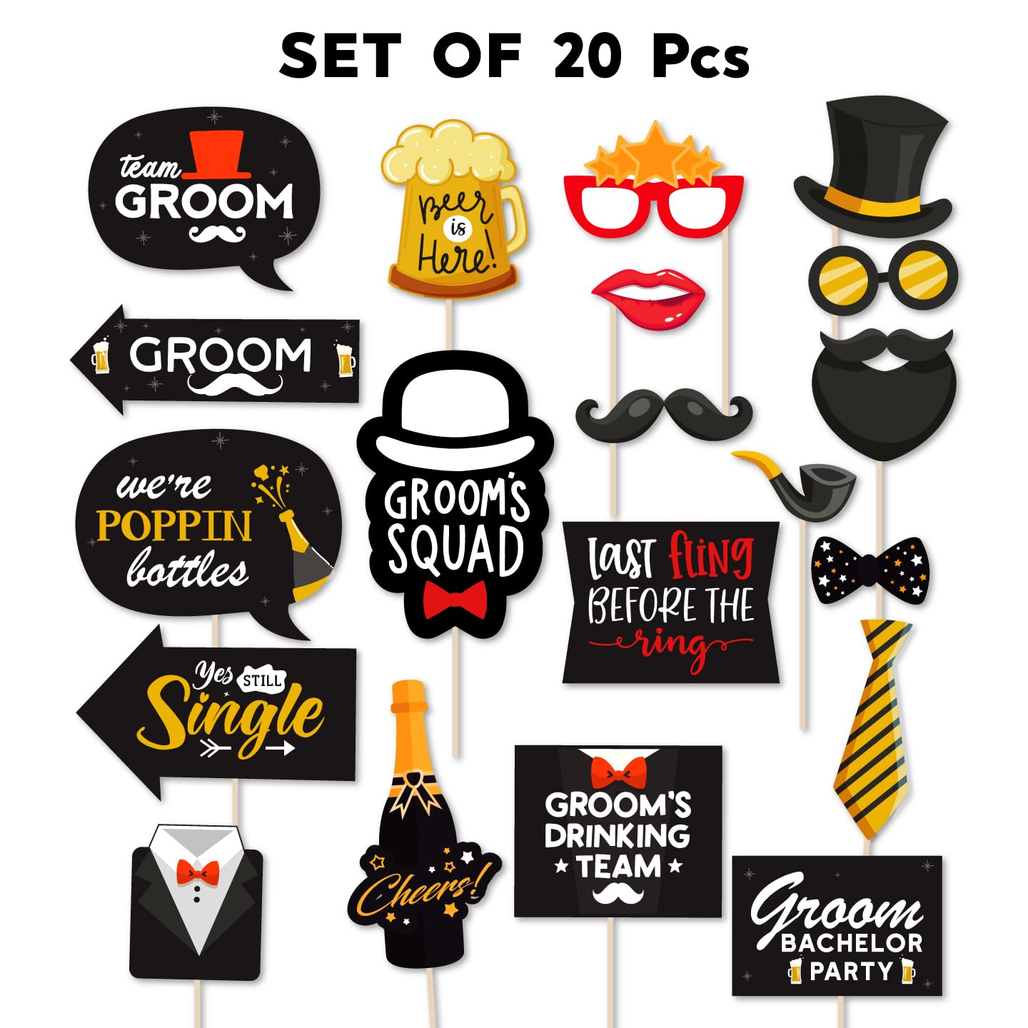 Tuxedo Theme Groom To Be Photobooth Props