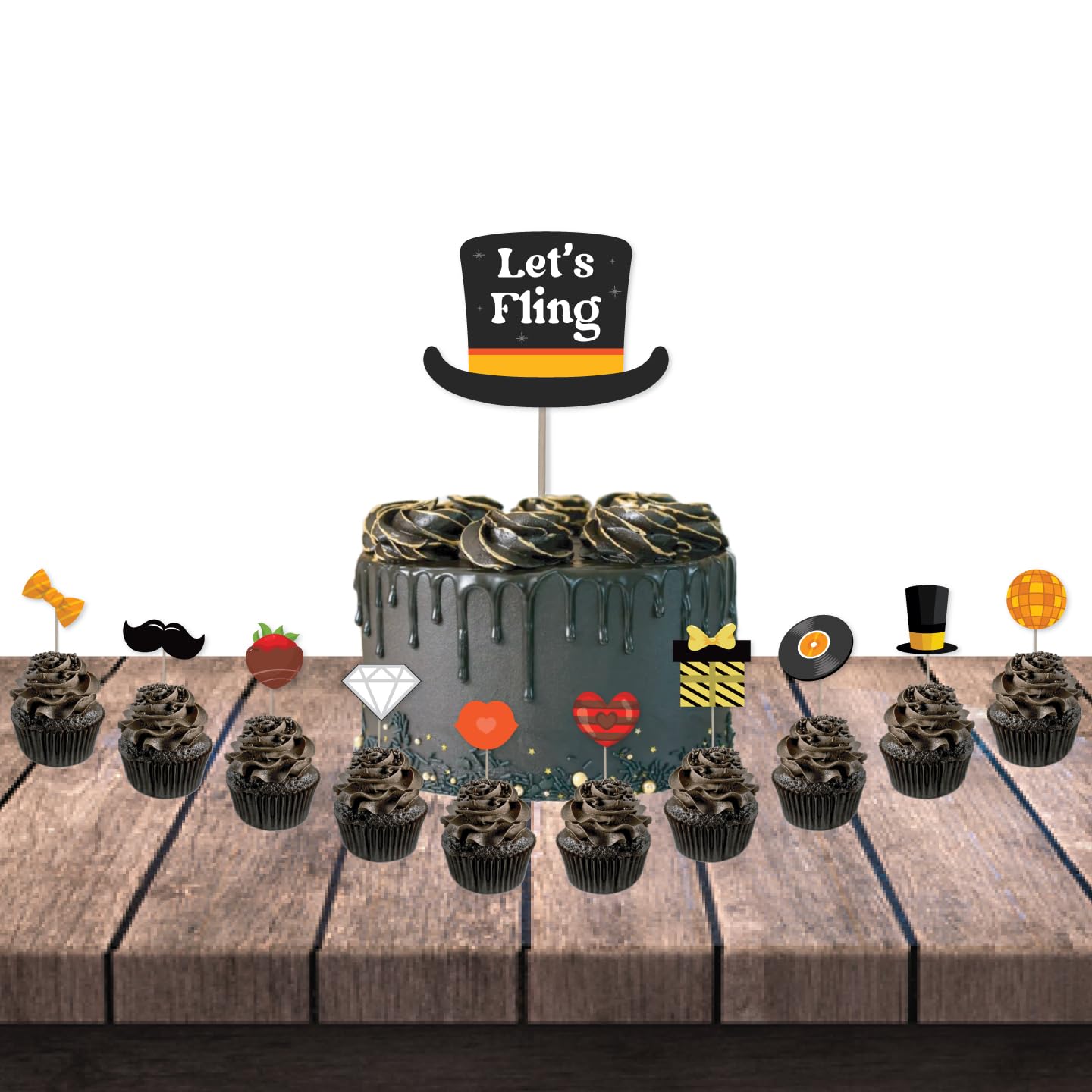 Tuxedo Theme Groom To Be Cake & Cupcake Toppers