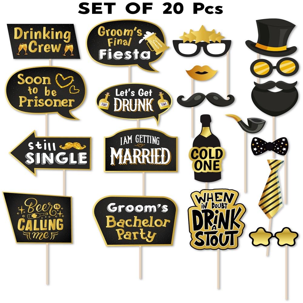 Black Gold Theme Groom To Be Photobooth Props