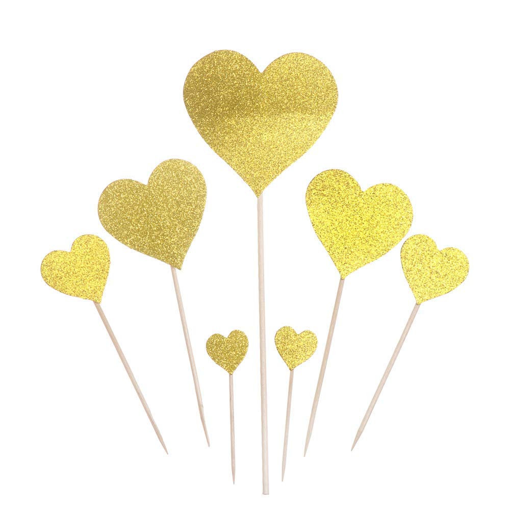 Heart Shaped Glitter Cupcake Toppers