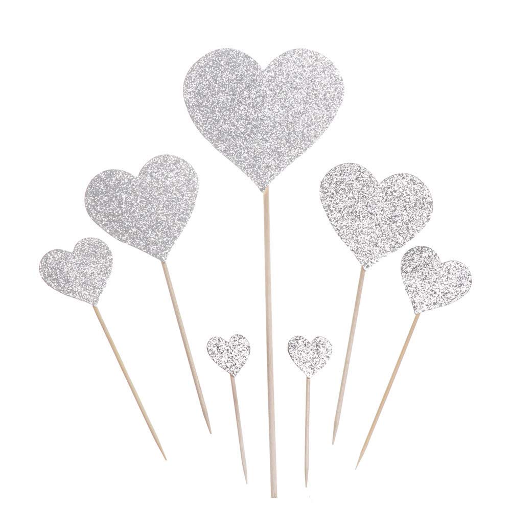 Heart Shaped Glitter Cupcake Toppers