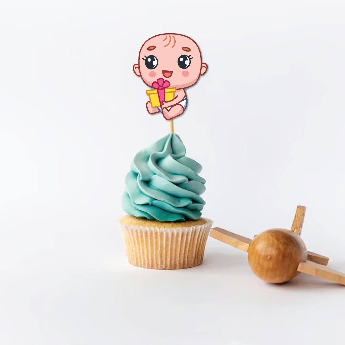 Blue Naming Ceremony Cupcake Toppers