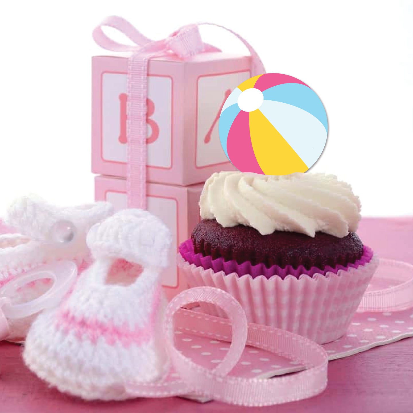 Naming Ceremony Pink Cupcake Toppers