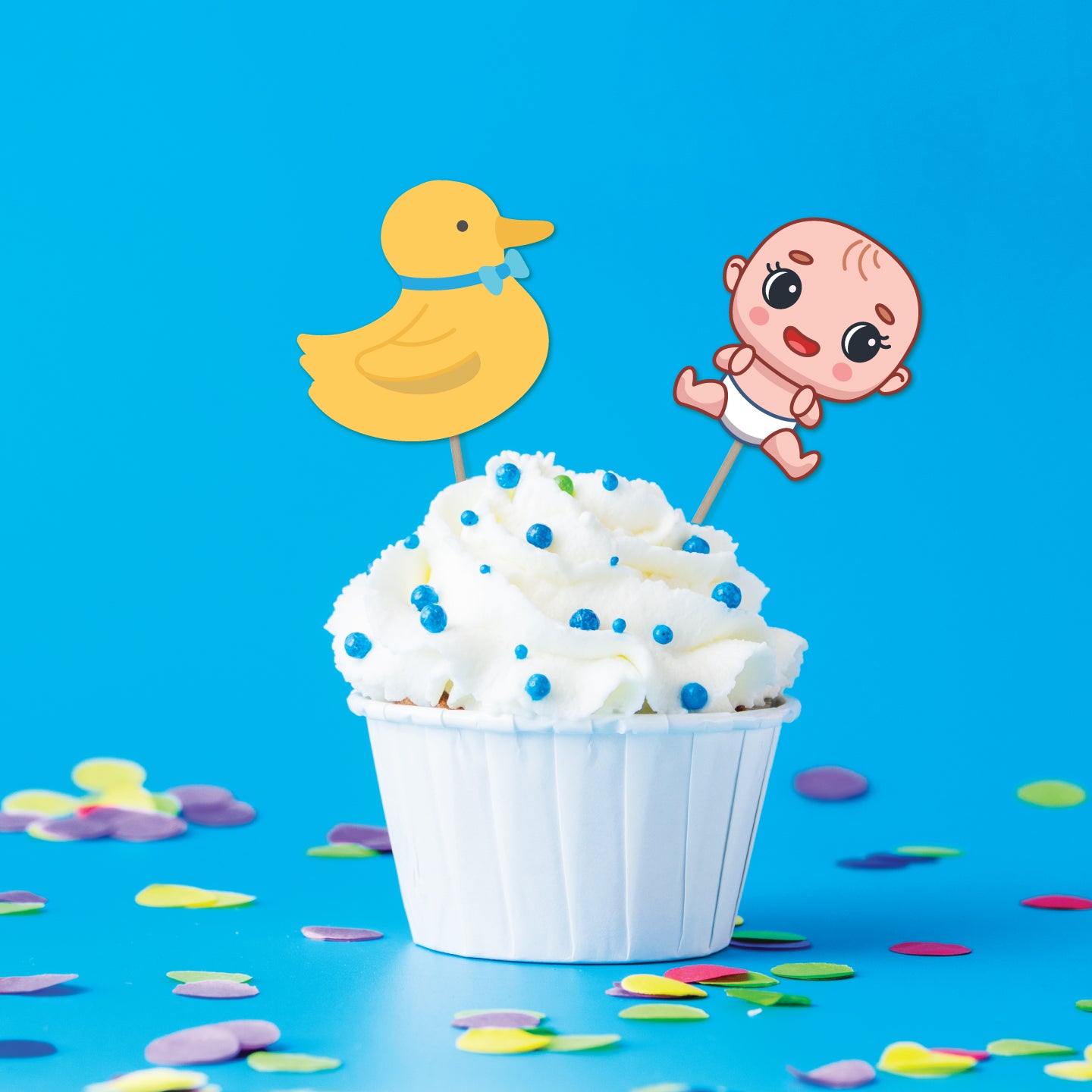 Blue Naming Ceremony Cupcake Toppers