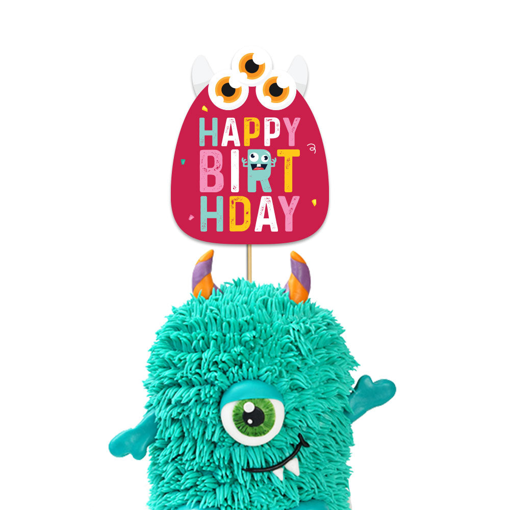 Monster Girl Theme Happy Birthday Cake Topper