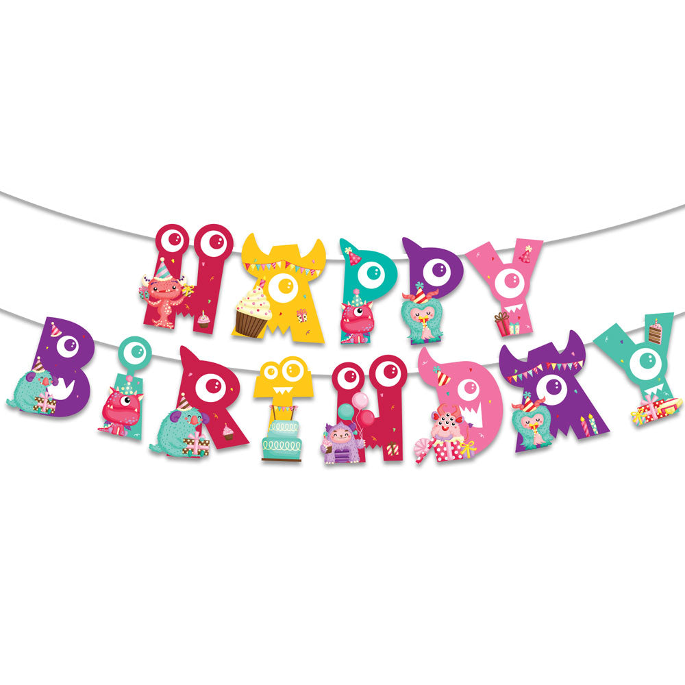Monster Girl Theme Happy Birthday Banner