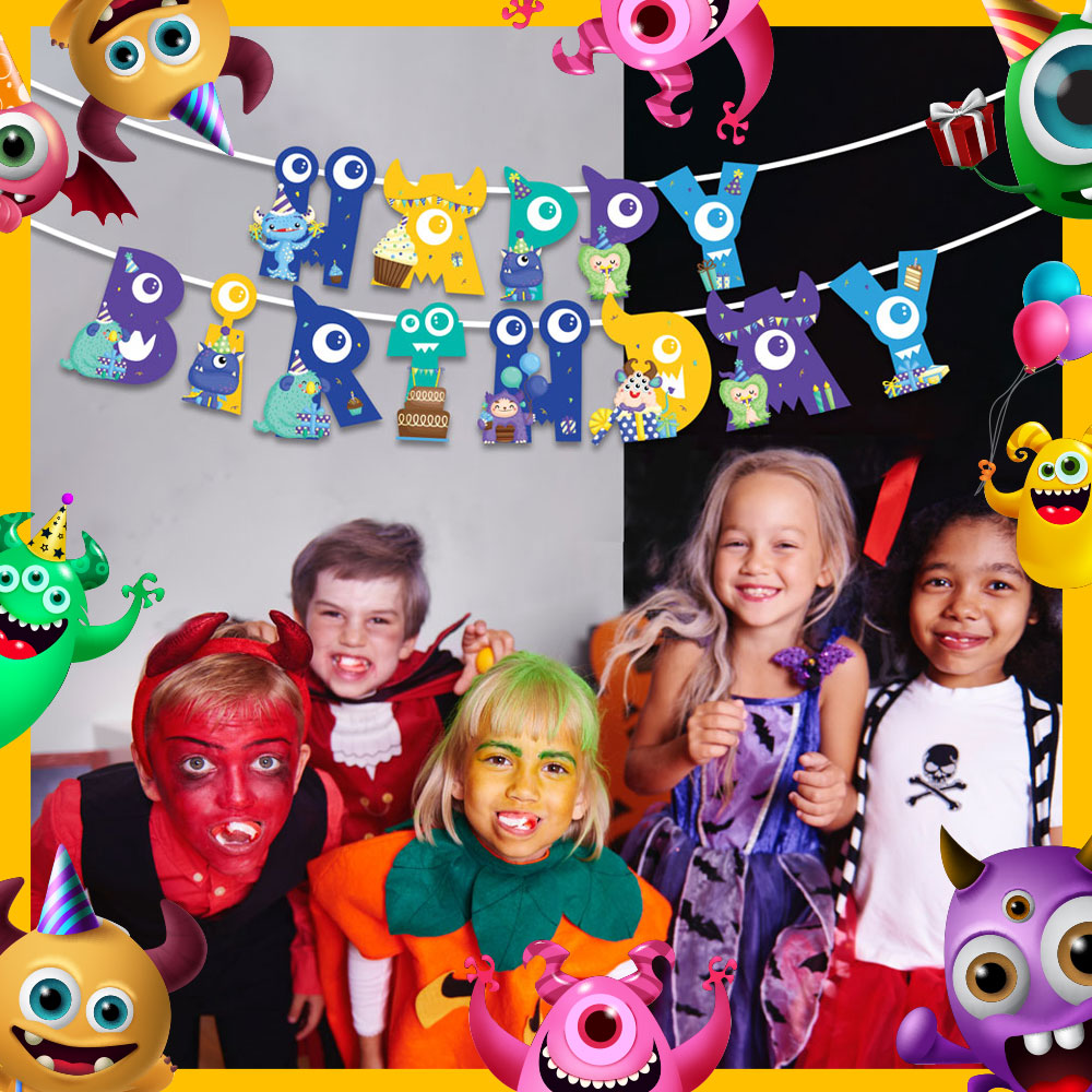 Monster Boy Theme Birthday Banner
