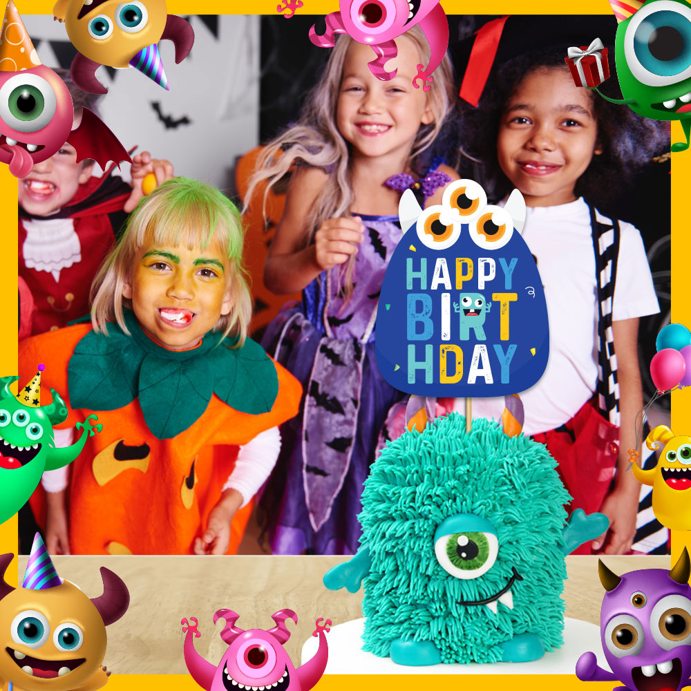Monster Boy Theme Birthday Cake Topper