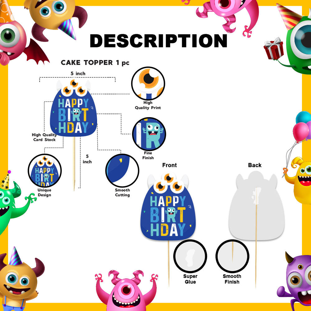 Monster Boy Theme Birthday Cake Topper
