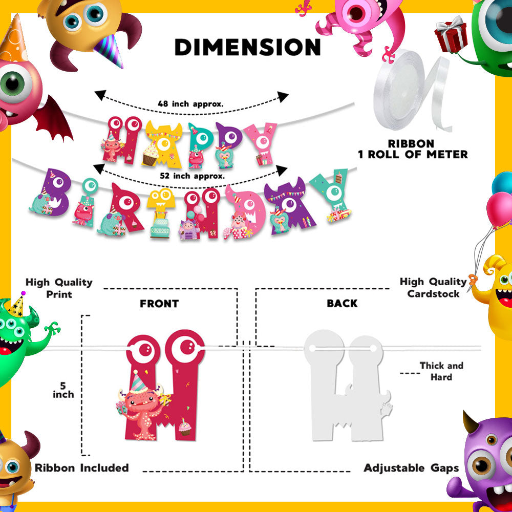 Monster Girl Theme Happy Birthday Banner